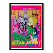 Pop-Art Obraz 'Dirty Hands Make Clean Money' Richie Rich Sztuka Luksusowa"