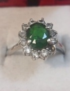 Pierścionek zielone oczko SREBRO 
