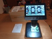 Mikroskop cyfrowy HD 8 led x1000 z LCD 4.3 menu w języku Polskim aku 2000mA