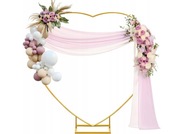 Łuk Ślubny w Kształcie Serca Metalowy Złoty 2m x 2m Na Kwiaty Balony Stojak