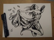 Rysunek: w sukni - cienkopis, blok t. A4 250 g/m2