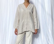 Lniana koszula Land's End XL 40 len beżowa beż naturalna bluzka