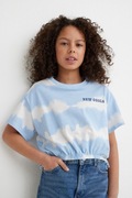 H&M t-shirt dżersej crop z wiązaniem 146-152