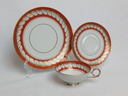 Zestaw porcelany Schaubach Kunst (Germany) – filiżanka, spodek, talerz.