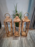 Lampiony drewniane opalane 3 sztuki 