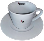 Filiżanka kawa JACOBS z podstawką biała - NOWA