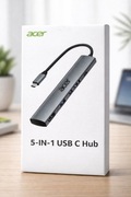 Acer 5-in-1 USB-C Hub | 4K HDMI | 100W PD | 5 portów | Aluminiowa obudowa