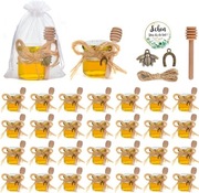 Małe słoiki na miód, opakowanie 30 mini słoików na miód, 45 ml z łyżeczką
