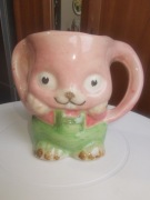 Ceramiczny kubek z królikiem, ręcznie robiony.