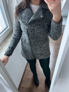 H&M Wełniany Płaszcz boucle na zimę wiosnę biker EUR 38 (M) jesień