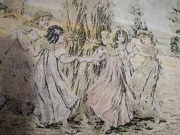 Stara makatka gobelin duży przedwojenny