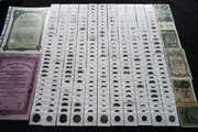 monety 300szt także srebrne, banknoty, dokumenty po zbieraczu