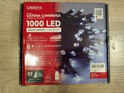 Lampki choinkowe LED 1000 diod długość 53 m zimny biały pilot nowe 