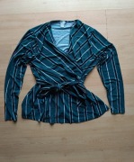 Tunika bluzka H&M L wiązana w pasie dekolt V paski