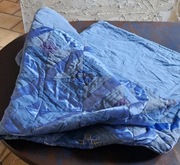 PATCHWORK NARZUTA na łóżko 140 x 220 cm bawełna niebieska nowa na prezent 