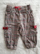 Eleganckie brązowe spodnie w kratkę kokardki Reserved 74 jak nowe