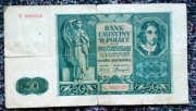 Banknot 50  złotych Młynarka Bank Emisyjny 1941 Kraków