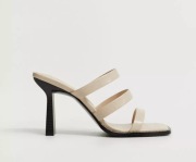 MANGO klapki obcas szpilki skóra eko paski beż NOWE 39