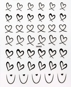 Naklejki na paznokcie Czarne Serca / Walentynki / Miłość / duży arkusz