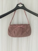 Mini torebka na ramię vintage wełna skóra różowa jodełka y2k