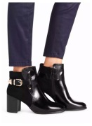 Eleganckie czarne botki ze złotą sprzączką 36