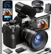 Aparat Kamera Cyfrowa NBD 48MP z WiFi, Rozdzielczości 4K,  Obiektyw