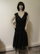 HELL BUNNY czarna sukienka ozdobny dekolt gotycki styl goth _ XL