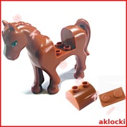 LEGO 93083c01pb01 + 30165 + 3023 KOŃ ciemny pomarańczowy BDB