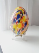 Duże szklane jajo na nóżkach Bohemia lata 20te/30te XX wieku