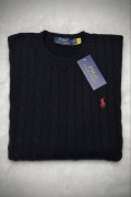 Polo Ralph Lauren sweter vintage cable knit czarny basic L unisex