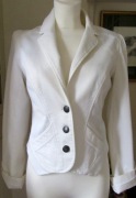 Armani bialy zakiet ramoneska, bawelna, M