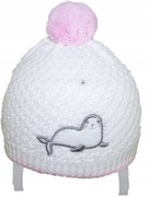 Czapka 38-40 zimowa dziewczęca LEANDRA różowa / biała