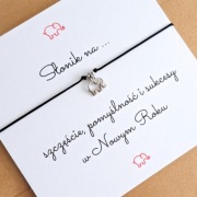 Bransoletka szczęścia na NOWY ROK czarna SŁONIK srebrny - stal