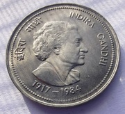INDIE 5 Rupees 1984 Indira Gandhi okołoMENNICZA