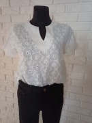 Biała bluzka ażurek L