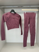 Komplet top sportowy i legginsy - 4F - bordowy - XS/S