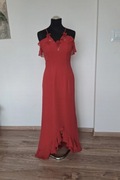 Piękna czerwona sukienka maxi długa zwiewna letnia na wesele 38 classy