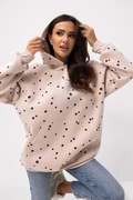 BLUZA DRESOWA OVERSIZE Z KAPTUREM GROSZKI  NOWOŚĆ 