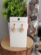 Kolczyki wkręty sztyft labradoryt kamień księżycowy opal srebro grona 