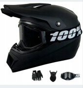 KASK MOTOCYKLOWY CROSSOWY LEKKI ENDURO  + GOGLE + RĘKAWICZKI + MASKA M  