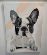 Ręcznie malowany obraz buldożek francuski, 30x40cm