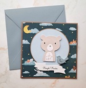 Kartka na roczek, ręcznie robiona, z misiem, personalizowana