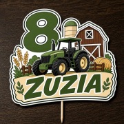 Topper Traktor / Ciągnik - Personalizowany (Imię + Cyfra)
