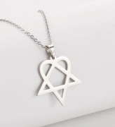 nieduży subtelny metalowy wisiorek naszyjnik Him Heartagram