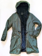 F&F kurtka zimowa parka ocieplana misiem zielona r. 38