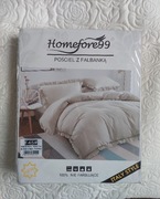 Pościel z falbanką beżowa 3cz. 200x220, 2 szt, poszewka 70x80