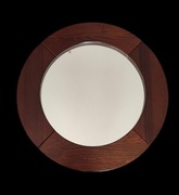 Duże zabytkowe lustro ścienne / Drewniane okrągłe lustro, Vintage 