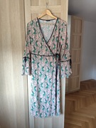 Kopertowa sukienka midi w typie kimono, pawie, 100% wiskoza Topshop, L 40