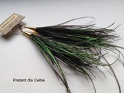 Kolczyki chwosty złote pióra  deep green Glamour na prezent