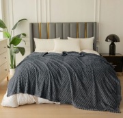 Koc Tłoczony Ciemny Szary 160x200